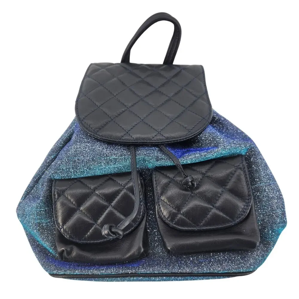 Cerulean Blue Leather Backpack by George‎ J. Love Made in Italy